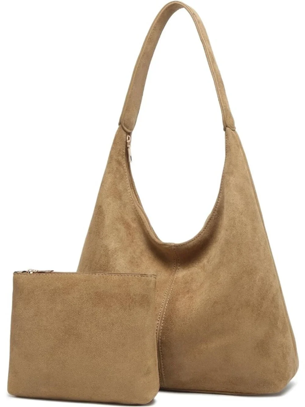 Slouchy Suede Hobo bag for Women Casual Shoulder Bag Soft Cresent Tote Purse Han